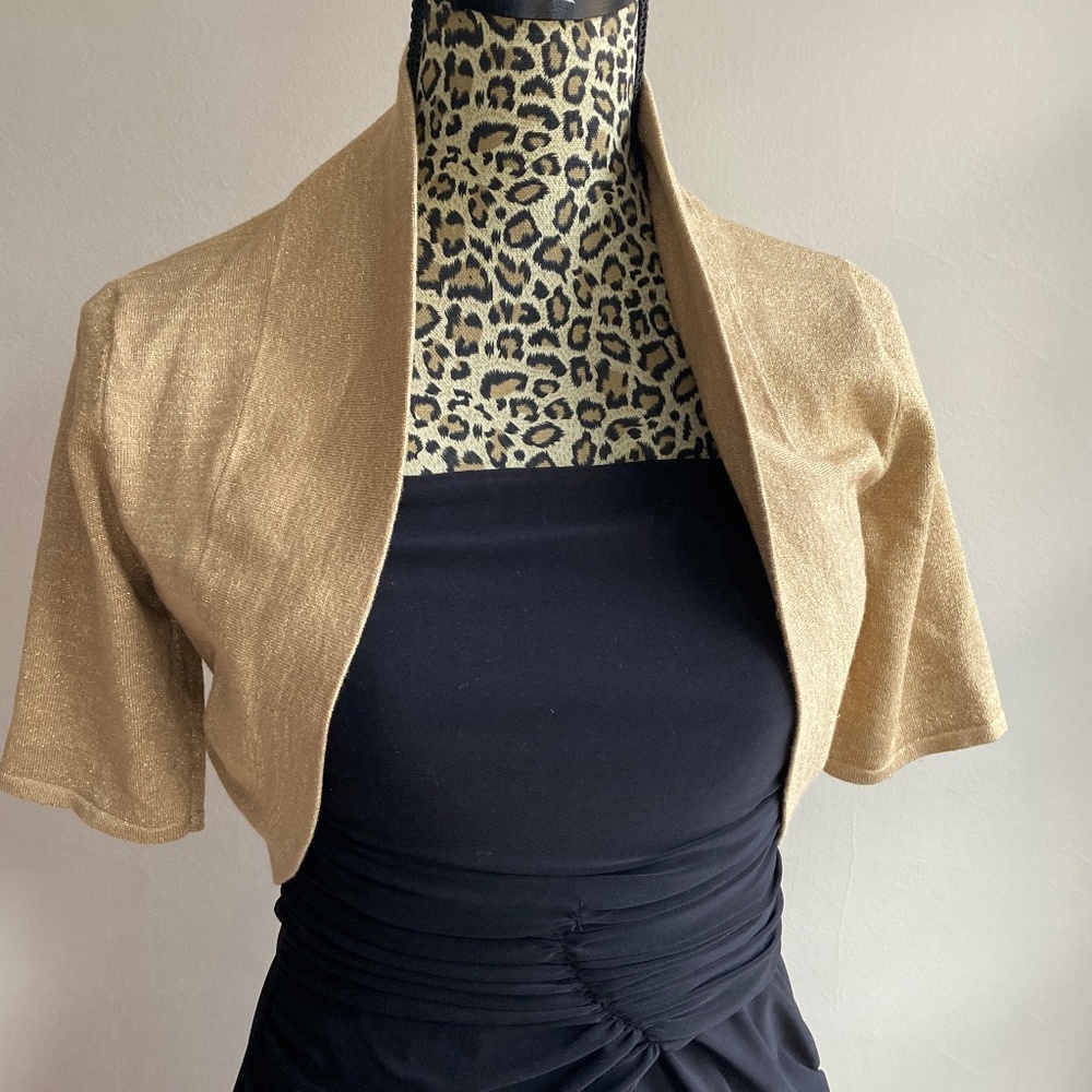 Gold, open front, bolero shrug